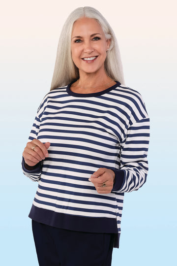 French Terry Print Sweatshirt | Classic Navy 62A
