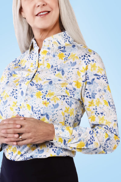 Long Sleeve Print Polo | Whispering Wind 63A