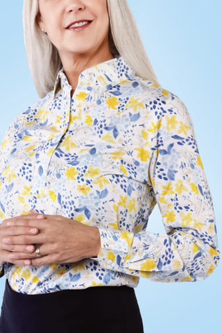 Long Sleeve Print Polo | Whispering Wind 63A