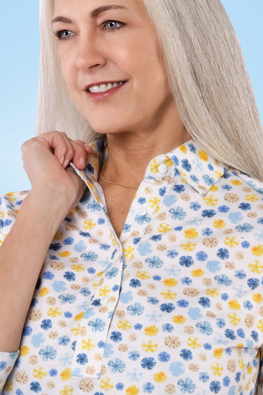 Short Sleeve Print Polo | Sand Dollar 63D