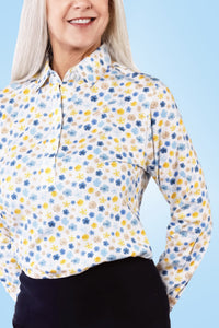 Long Sleeve Print Polo | Sand Dollar 63D