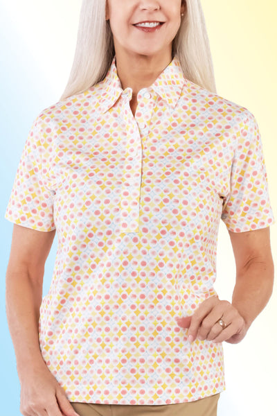 PETITE Short Sleeve Print Polo | Hidden Gems 64D