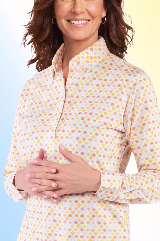 Long Sleeve Print Polo | Hidden Gems 64D