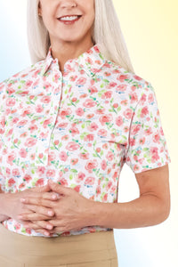 PETITE Short Sleeve Print Polo | Breeze In 64E