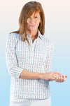Three Quarter Sleeve Print Polo | Layer Up 65D