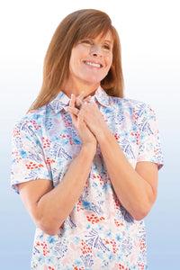Short Sleeve Print Polo | Whispering Wind 66A
