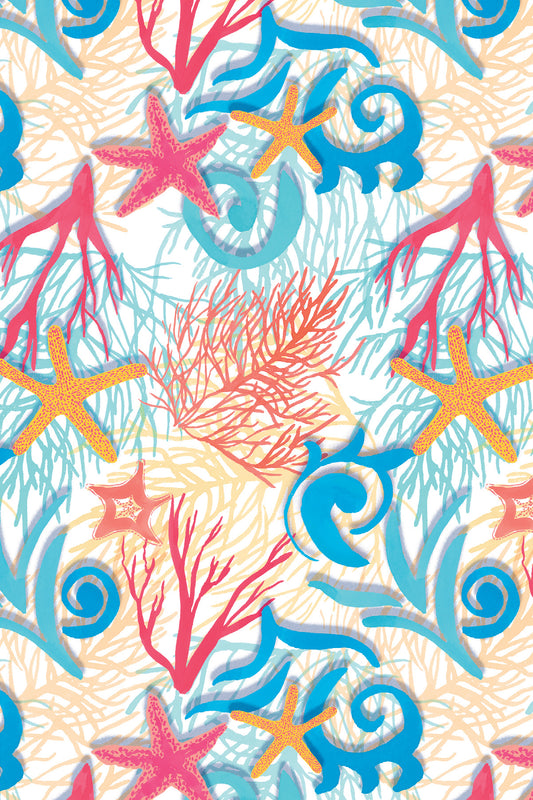 Short Sleeve Print Polo | Coral Reef 67A