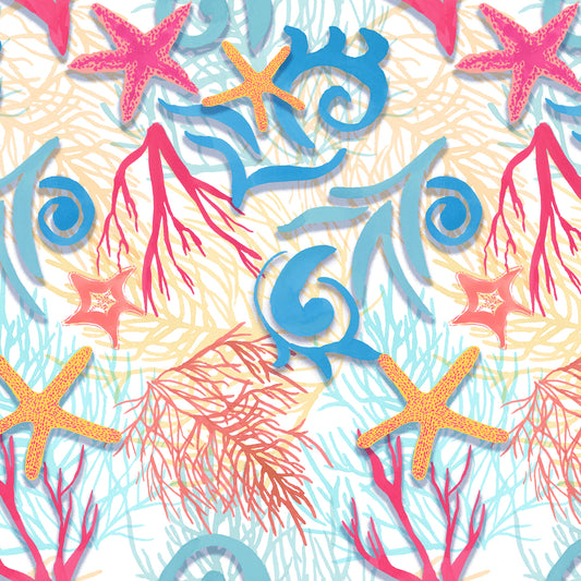 Long Sleeve Print Polo | Coral Reef 67A