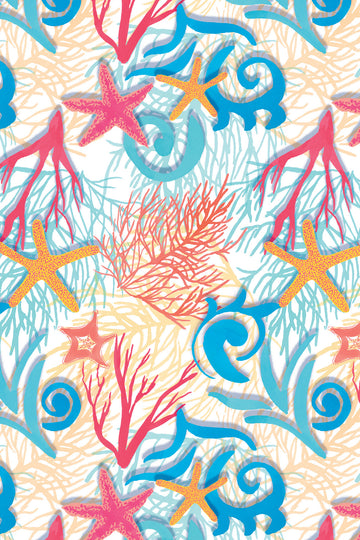 Long Sleeve Print Polo | Coral Reef 67A