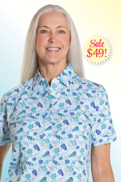 Short Sleeve Print Polo | Island Treasures 68A