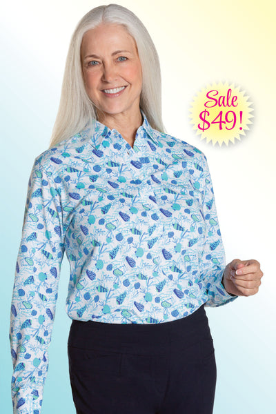 Long Sleeve Print Polo | Island Treasures 68A