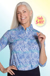 Three Quarter Sleeve Print Polo | Water Croc 68C