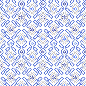 Three Quarter Sleeve Print Polo | Lattice Work 69C