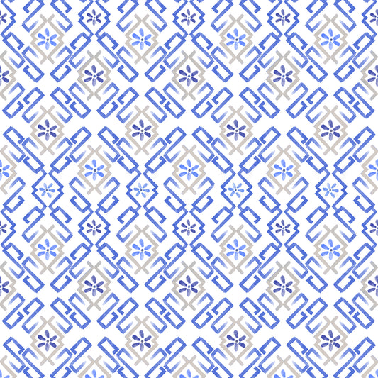 Three Quarter Sleeve Print Polo | Lattice Work 69C