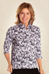 PETITE Three Quarter Print Polo | Nightfall 70B