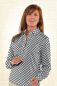 Long Sleeve Print Polo | Chain Mail 74B