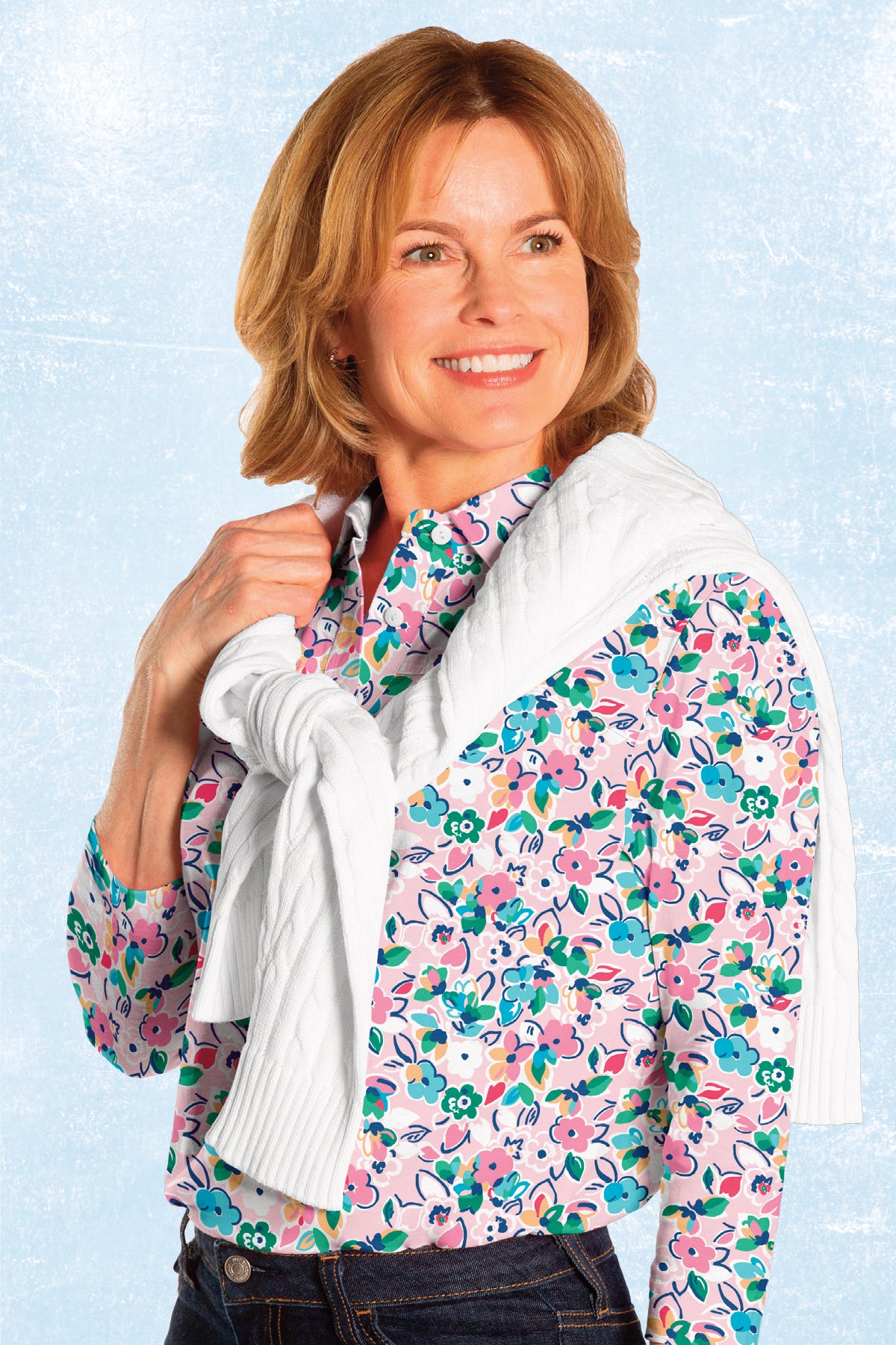 Three Quarter Sleeve Print Polo | Free Falling 75D - Leonlevin