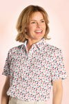 PETITE Short Sleeve Print Polo | Flower Show 76B - Leonlevin