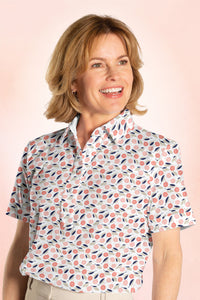 Short Sleeve Print Polo | Flower Show 76B
