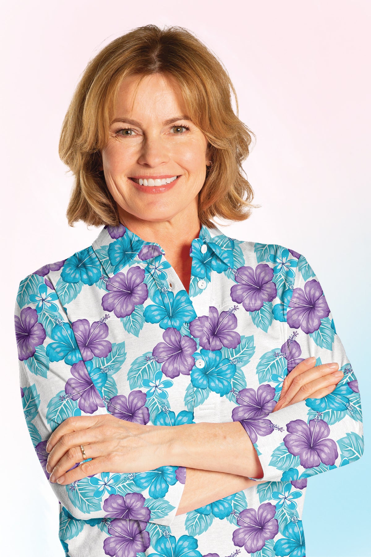 Three Quarter Sleeve Print Polo | Aloha 77A - Leonlevin