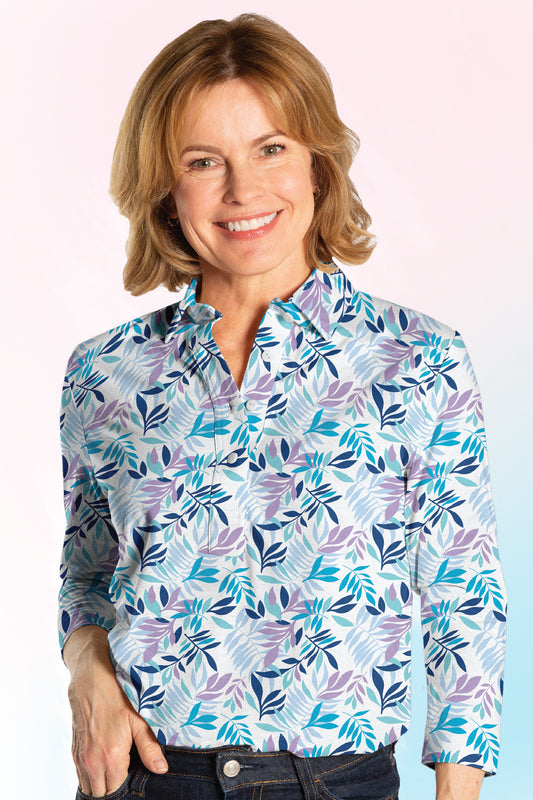 Three Quarter Sleeve Print Polo | Palmistry 77D - Leonlevin