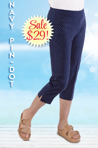 Print Capris | Navy Pin-Dot CW4