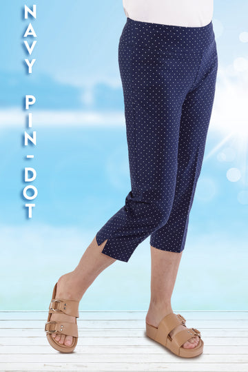 Print Capris | Navy Pin-Dot CW4