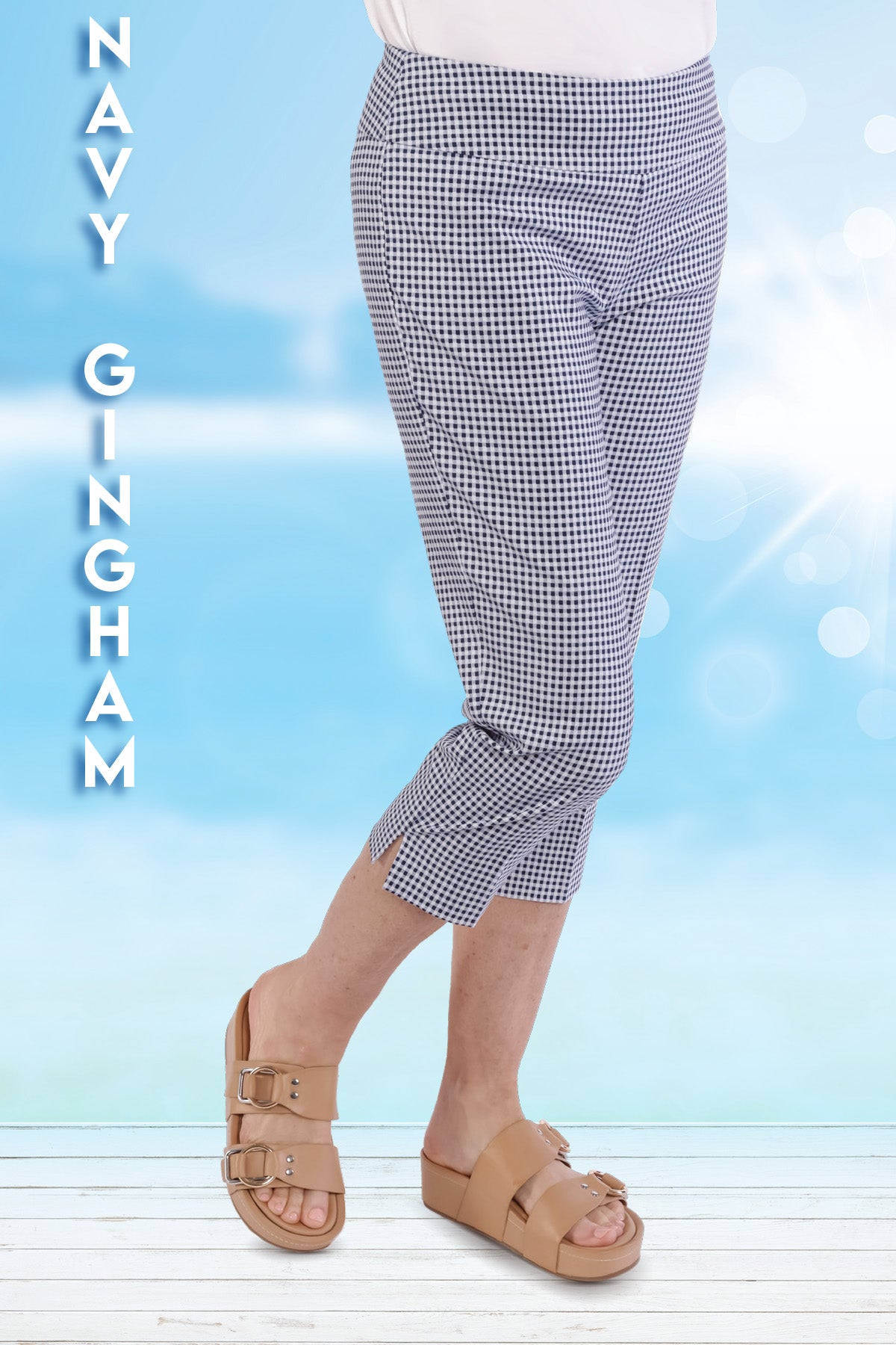 Print Capri | Navy Gingham CW5 - Leonlevin
