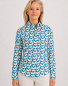 Long Sleeve Print Polo/ Abstract Orbit 79D