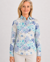 Long Sleeve Print Polo/ Floral Garden 79B