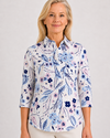 Three Quarter Sleeve Print Polo/ Splash Zone 80A