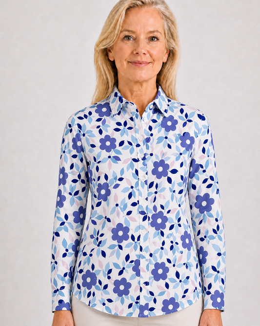 Long Sleeve Print Polo/ Paradise 80B