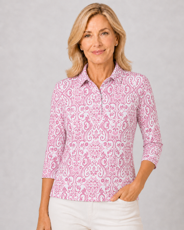 Three Quarter Sleeve Print Polo/ Crazy Eights 81C
