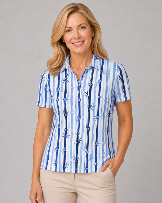 Short Sleeve Print Polo/Bamboo You 81A