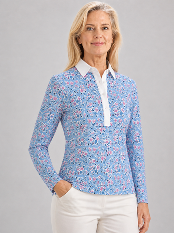 Long Sleeve Print Polo/ Little Moments 81B