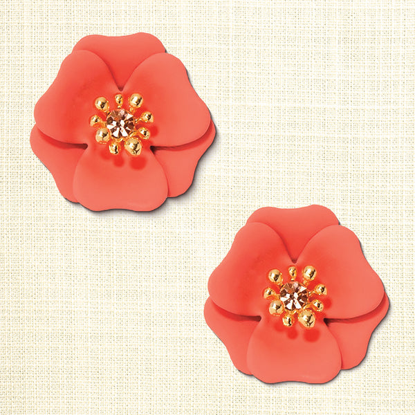 Gold Accent Floral Earrings