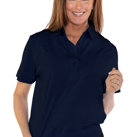 Banded Bottom Solid Polo | Navy E76 - Leonlevin