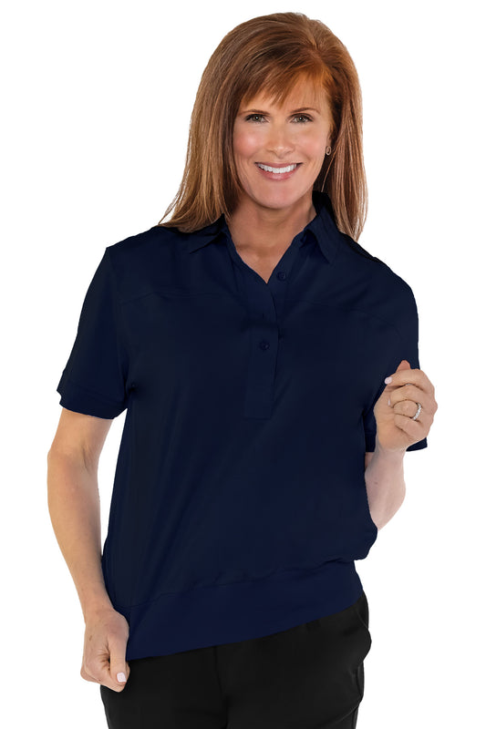 Banded Bottom Solid Polo | Navy E76 - Leonlevin