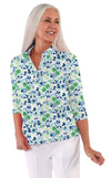 Three Quarter Sleeve Print Polo/ Full Moon 84C - Leonlevin