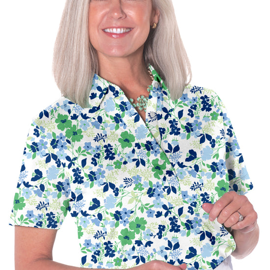 Short Sleeve Print Polo/Full Moon 84c - Leonlevin