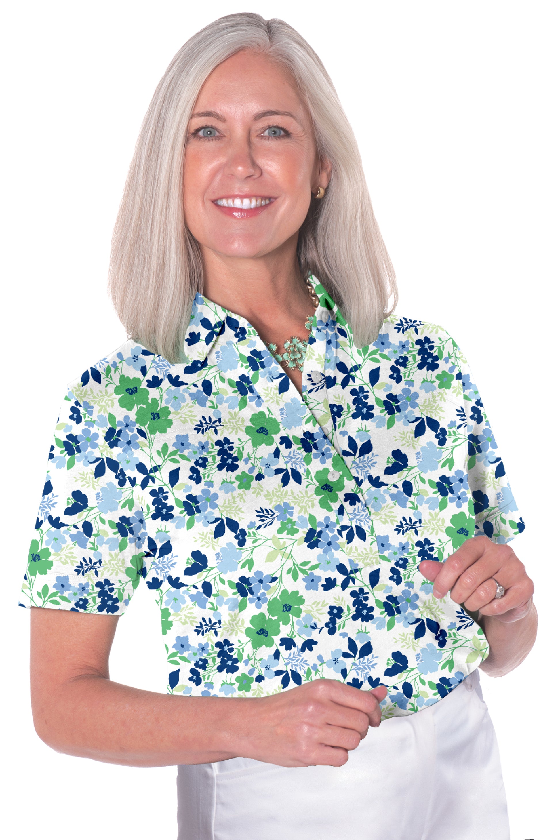 Short Sleeve Print Polo/Full Moon 84c - Leonlevin