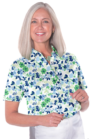 Short Sleeve Print Polo/Full Moon 84c - Leonlevin