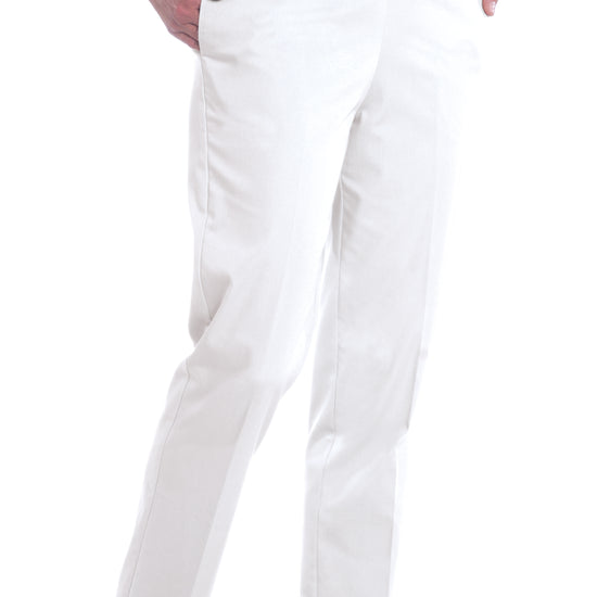 PETITE Stretch Twill Full Elastic Pant | White 000 - Leonlevin