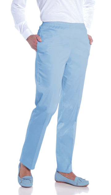 PETITE Stretch Twill Full Elastic Pant | Wedgewood 20P - Leonlevin