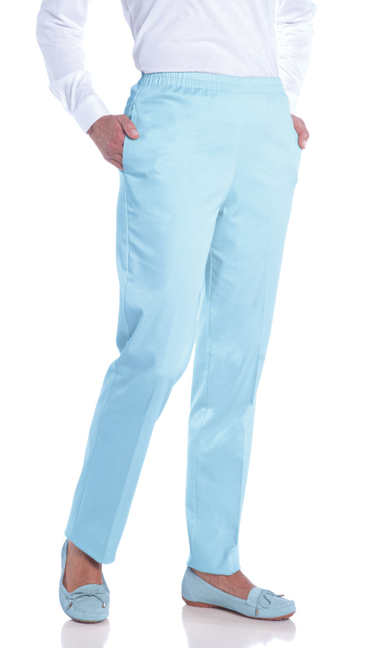 PETITE Stretch Twill Full Elastic Pant | Bluebell 755 - Leonlevin