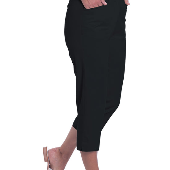 Stretch Twill Flat Front Capris | Black 090 - Leonlevin