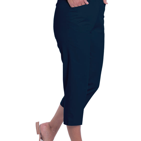 Stretch Twill Flat Front Capris | Ink E76 - Leonlevin