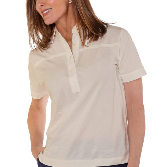 PETITE Short Sleeve Solid Polo | Sand S50 - Leonlevin