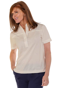 PETITE Short Sleeve Solid Polo | Sand S50 - Leonlevin