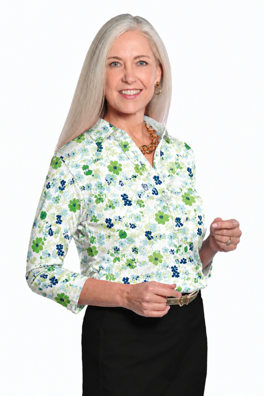 Three Quarter Sleeve Print Polo | Full Moon 84C